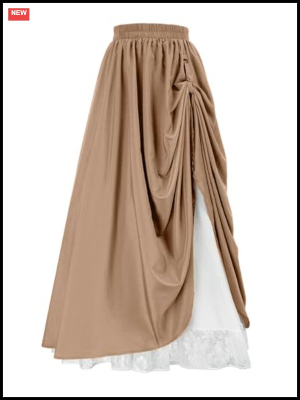 Double Layered Renaissance Victorian Maxi Skirt for Women Medieval Cosplay